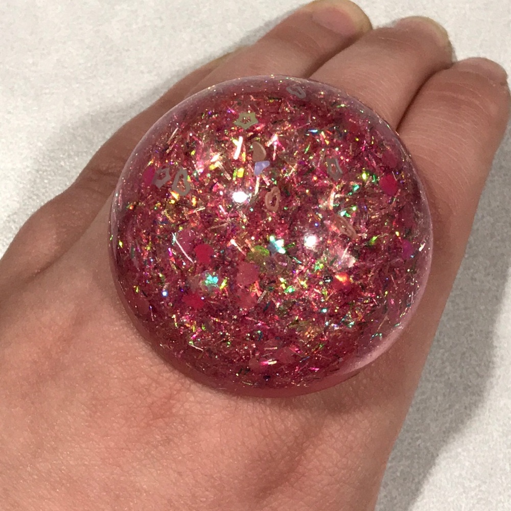 🌻TWO Glitter Resin Bubble Adjustable Rings